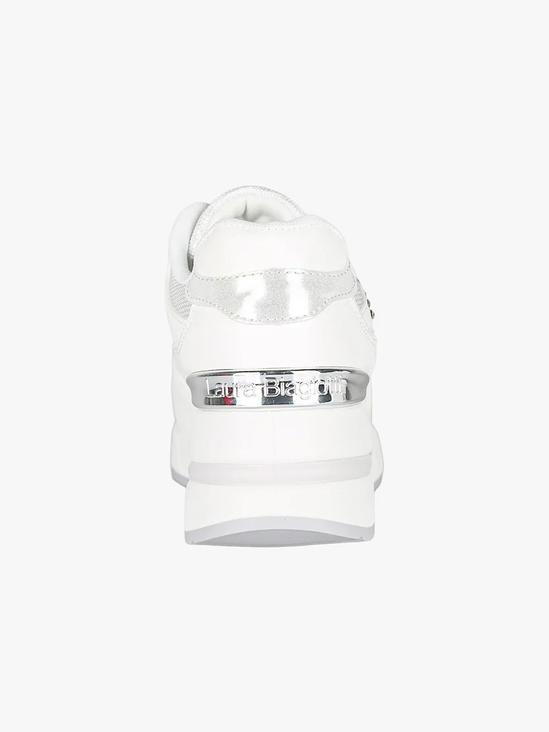 Sneakers donna con zeppa e zip - bianco