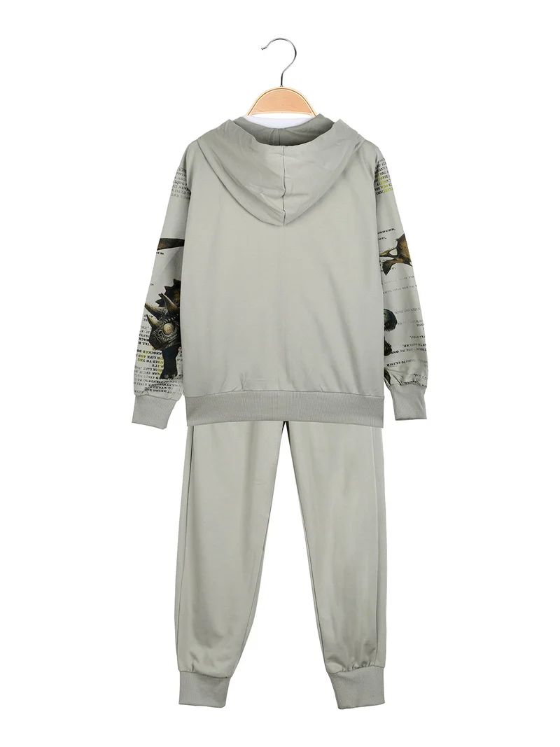 Completo tuta 3 pezzi da bambino con cappuccio e zip - verde chiaro