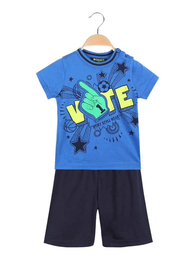 Completo corto 2 pezzi da neonato - blu