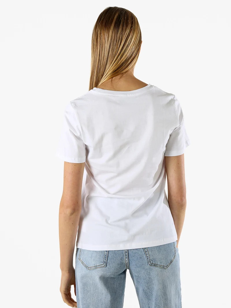 T-shirt donna in cotone con stampa - bianco