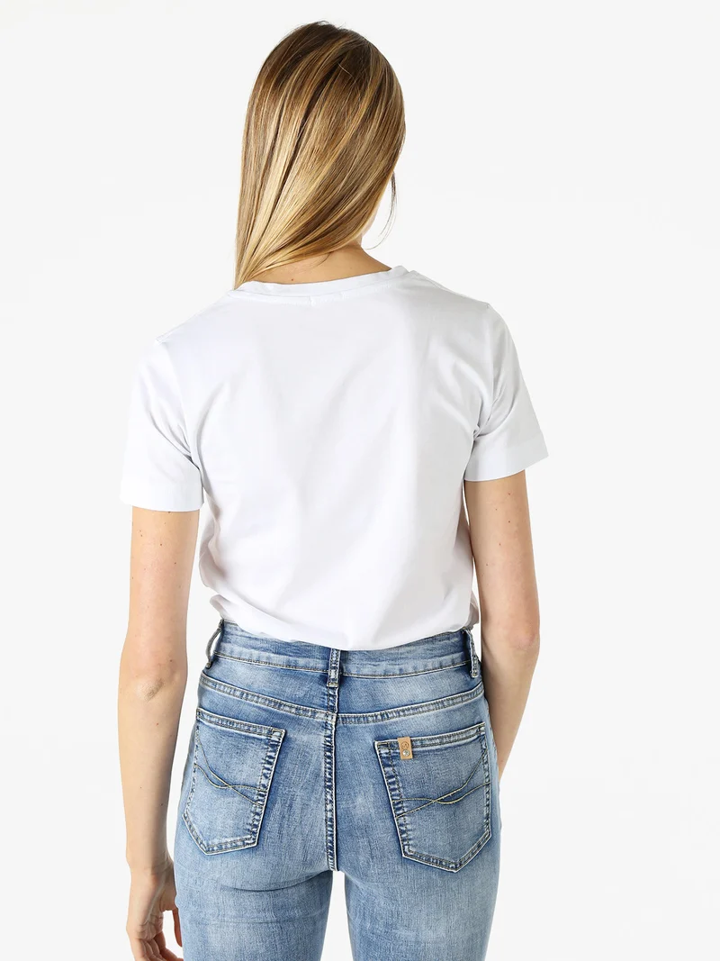 T-shirt in cotone da donna con applicazioni micro borchie - bianco