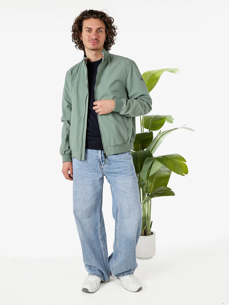 Giacca a vento da uomo con zip - pistacchio
