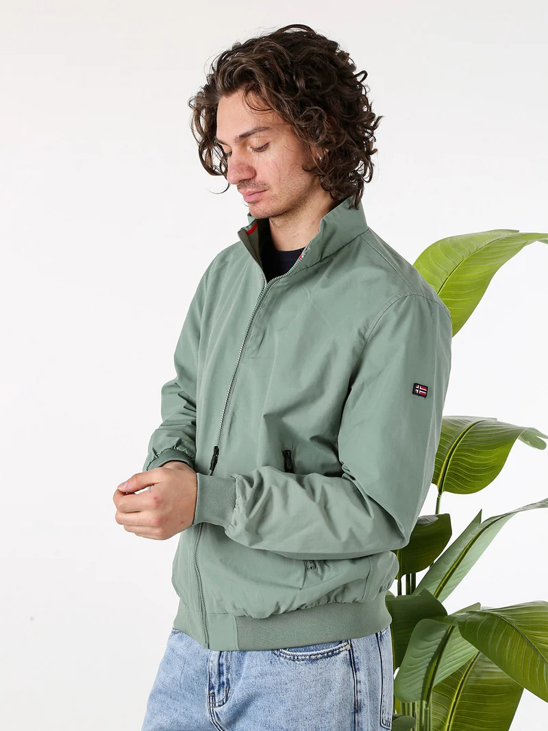 Giacca a vento da uomo con zip - pistacchio