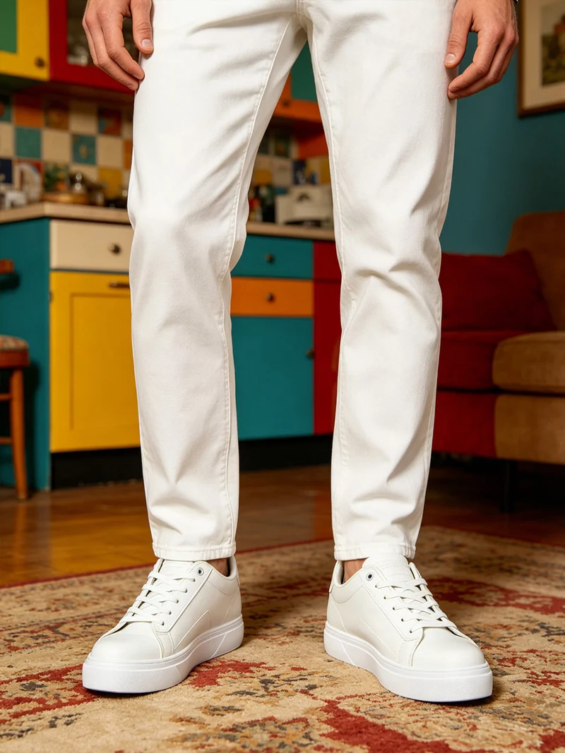 Sneakers stringate da uomo - bianco