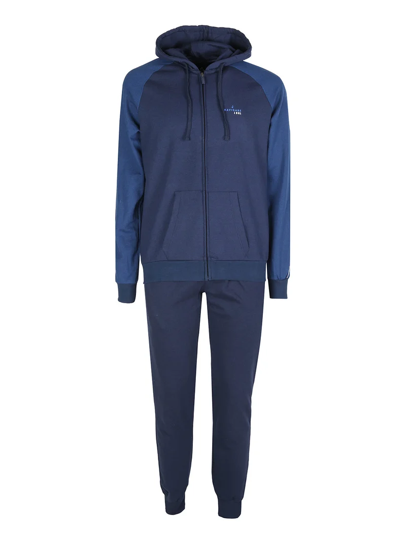Completo tuta da uomo 2 pezzi con cappuccio e zip intera - blu scuro