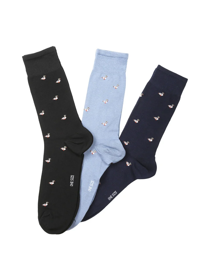 3 Paio di calze corte da uomo con stampe - azzurro