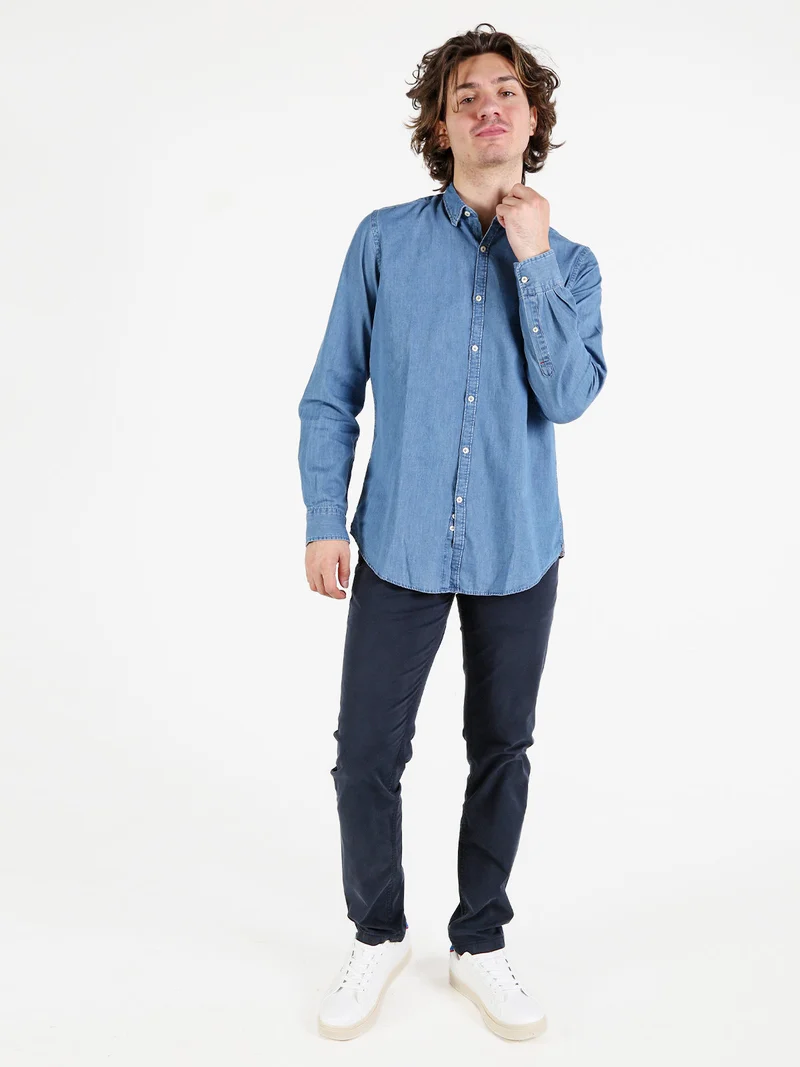 Camicia da uomo in jeans a maniche lunghe - jeans