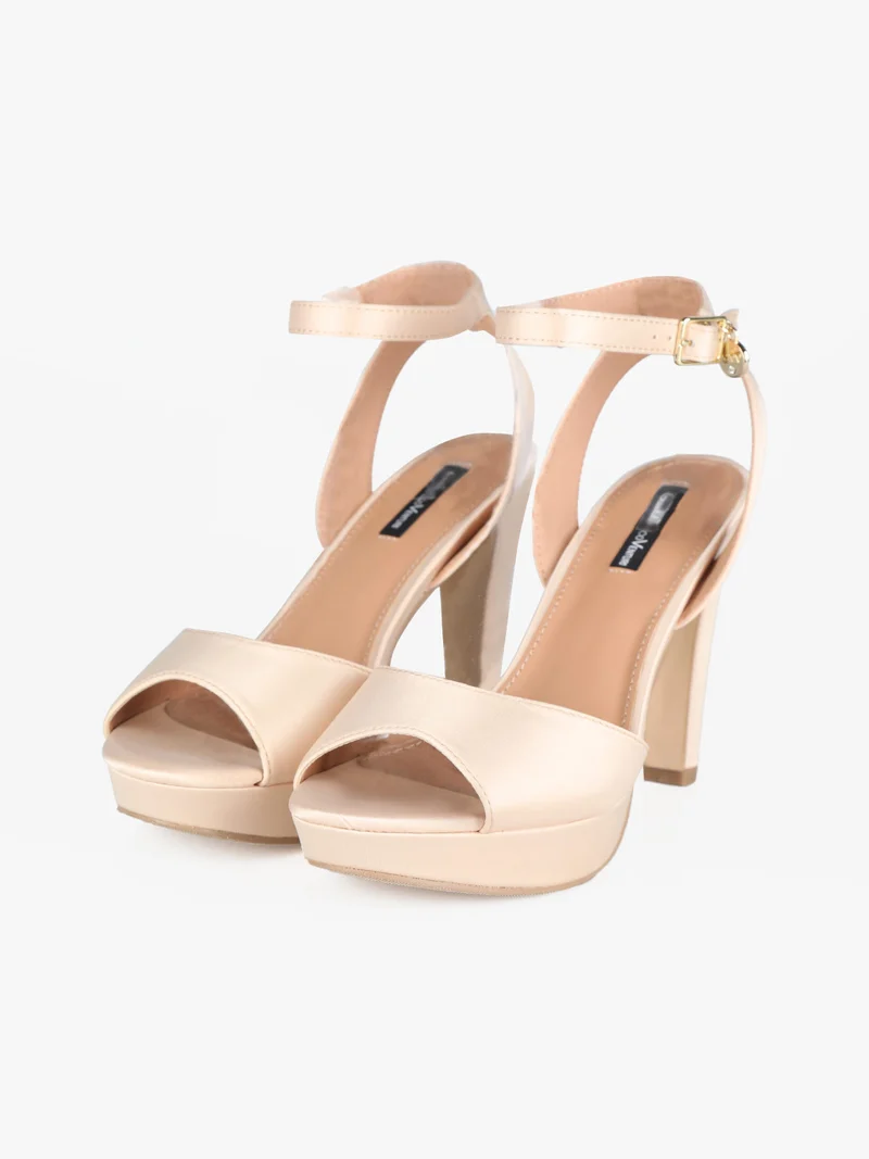Sandali donna in raso con tacco - champagne