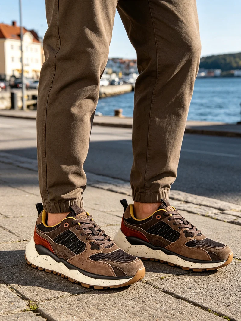 Sneakers da uomo stringate - marrone