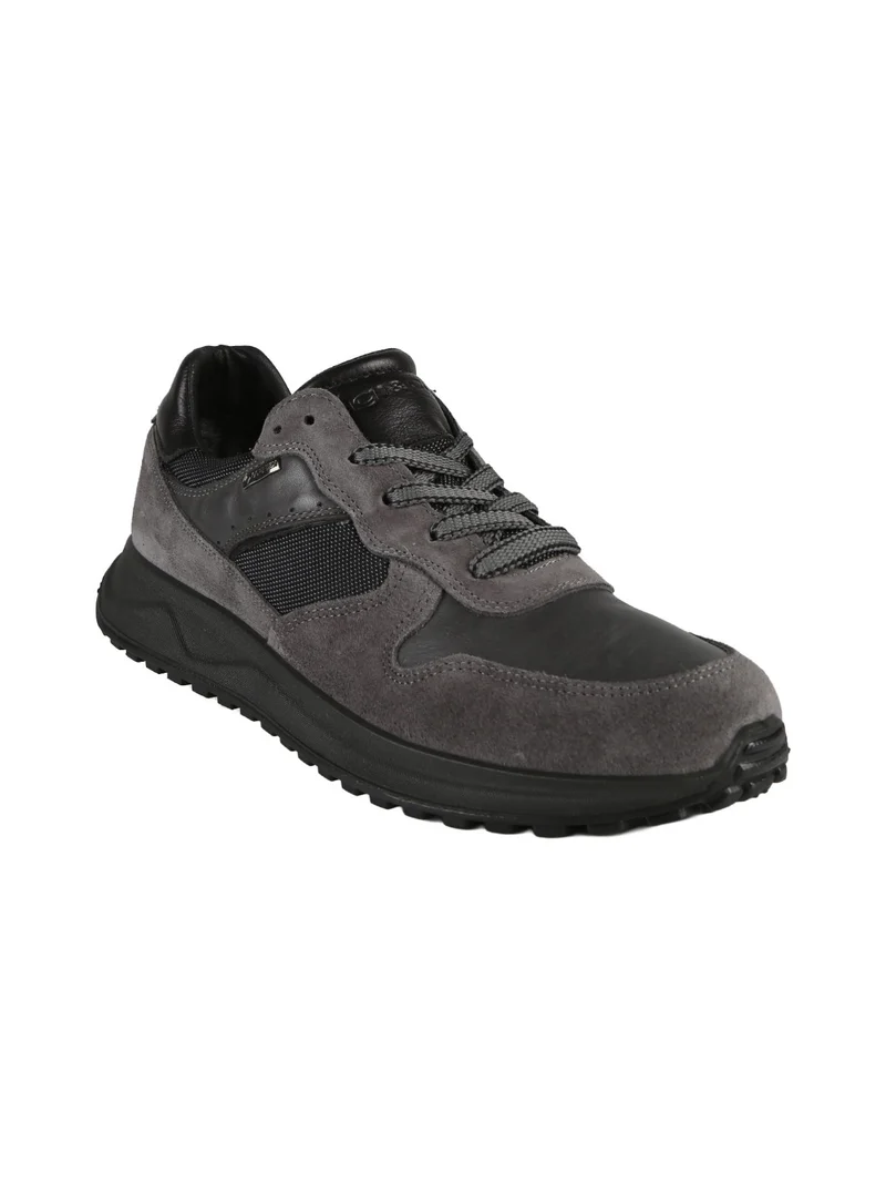 Sneakers stringate da uomo in pelle - antracite