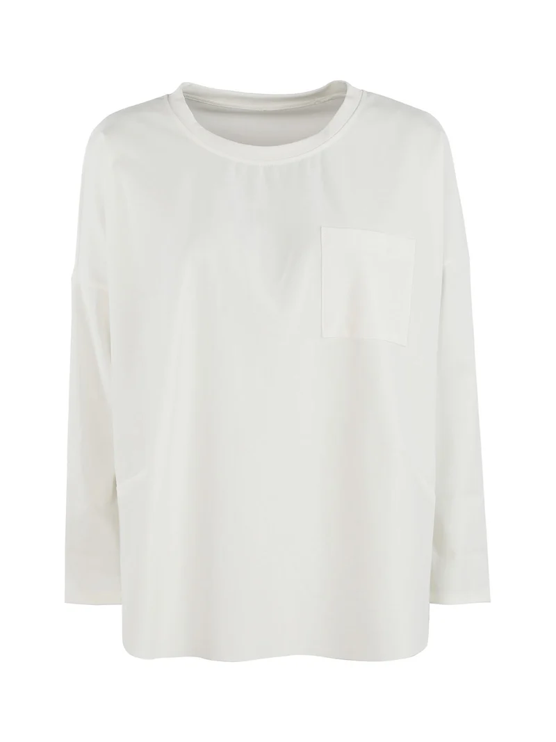 Maxi t-shirt donna oversize con taschino - bianco