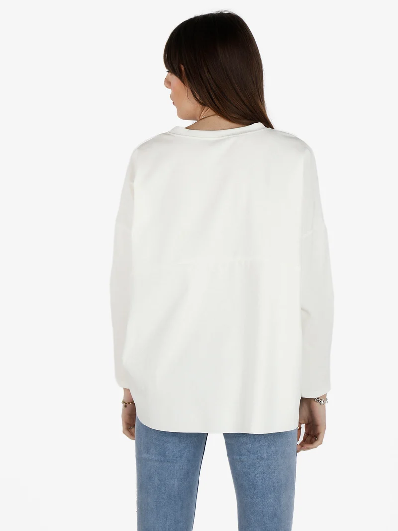 Maxi t-shirt donna oversize con taschino - bianco