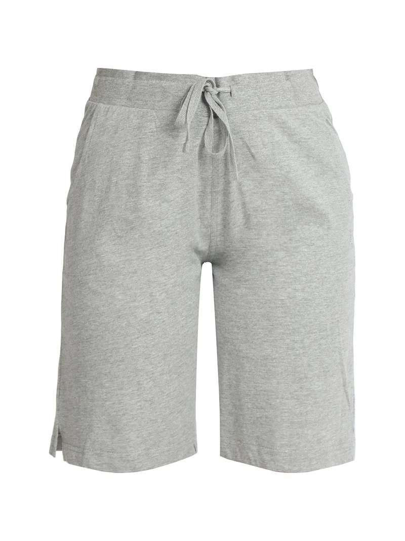 Bermuda donna in cotone con coulisse - grigio