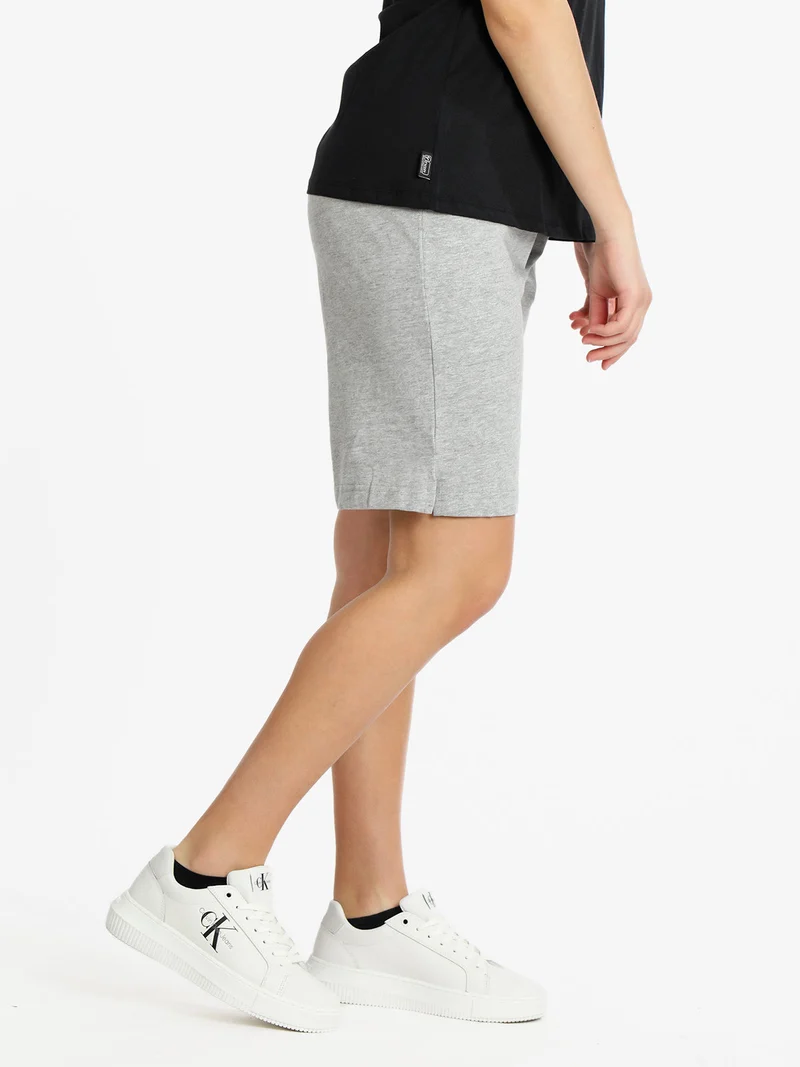 Bermuda donna in cotone con coulisse - grigio