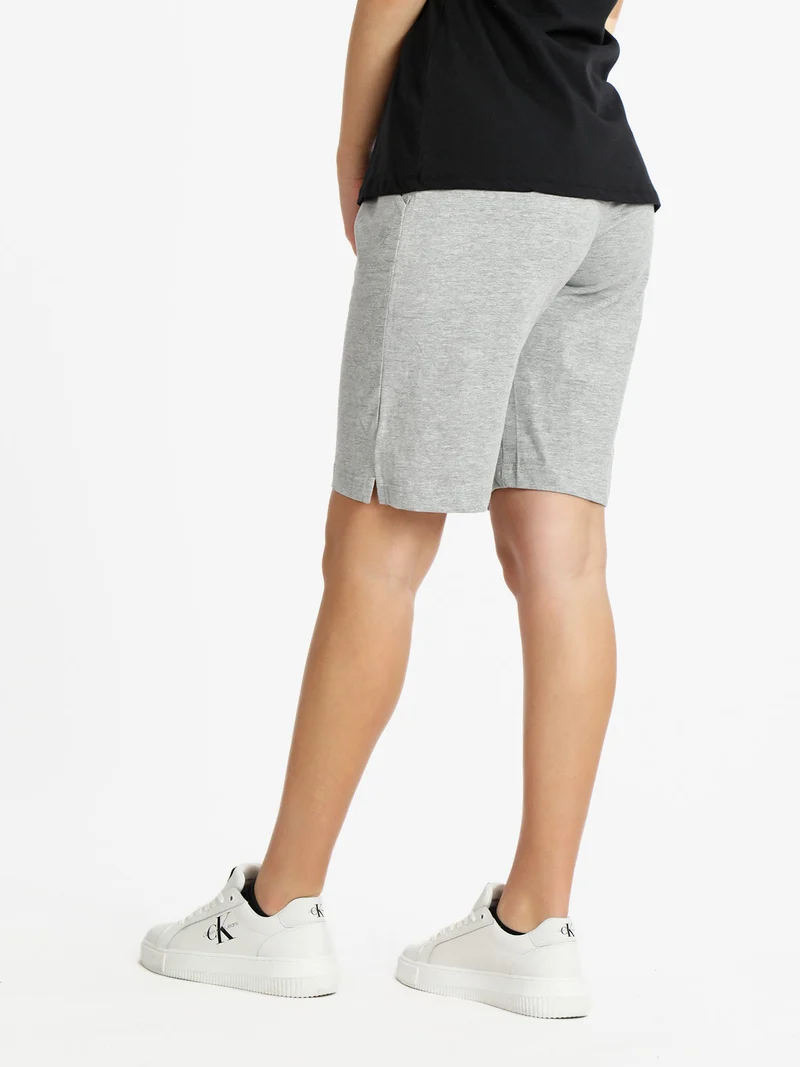 Bermuda donna in cotone con coulisse - grigio