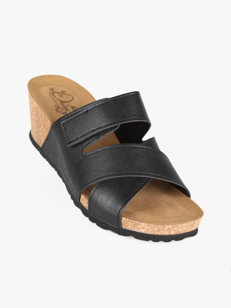 Ciabatte donna con zeppa - nero