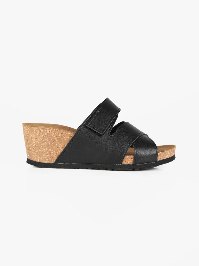 Ciabatte donna con zeppa - nero
