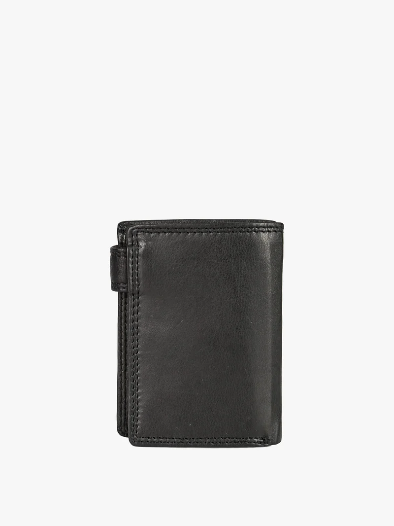 Portafoglio verticale in pelle da uomo con bottone - nero