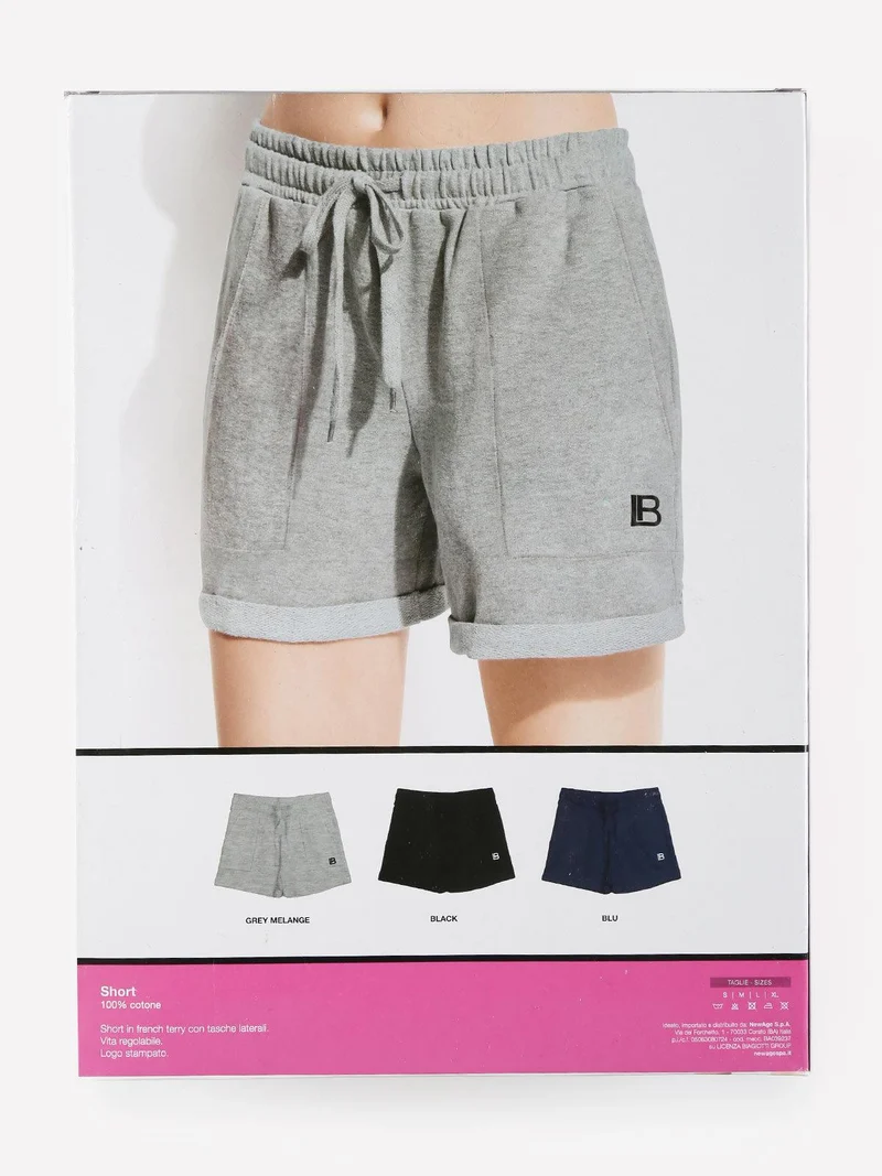 Shorts donna in felpa - nero