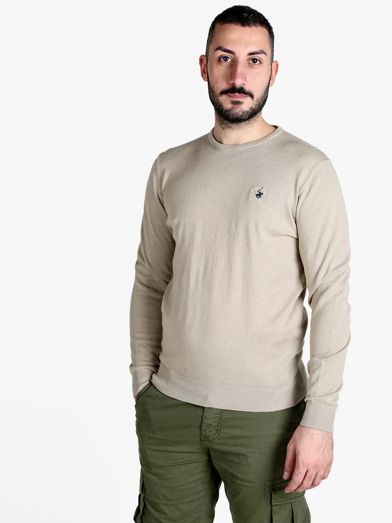 Pullover girocollo da uomo in cotone - khaki