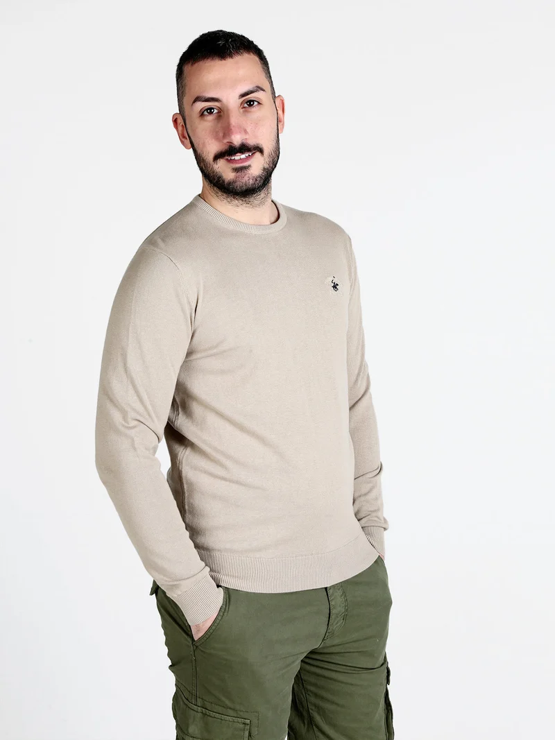 Pullover girocollo da uomo in cotone - khaki
