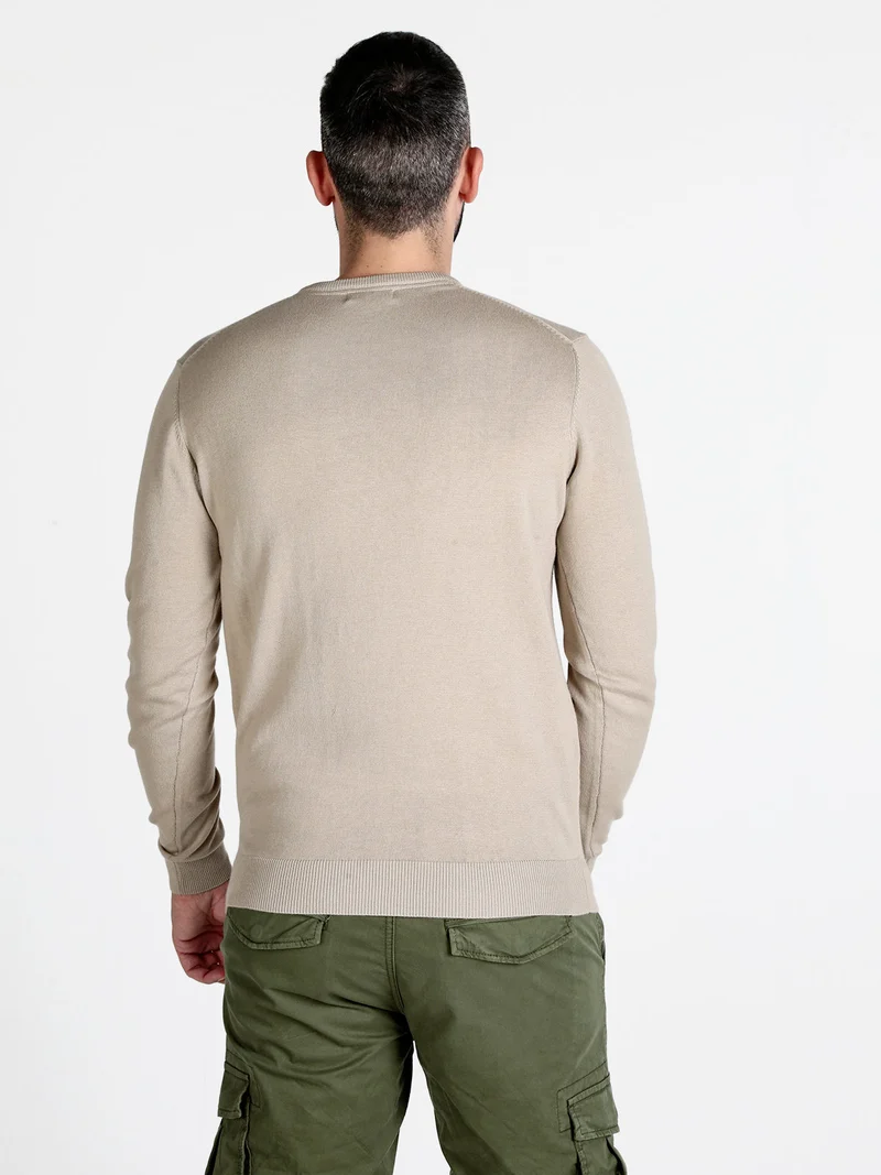 Pullover girocollo da uomo in cotone - khaki