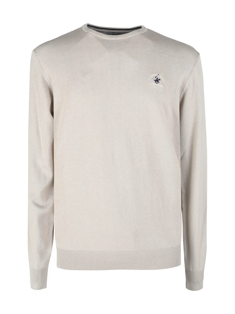 Pullover girocollo da uomo in cotone - khaki