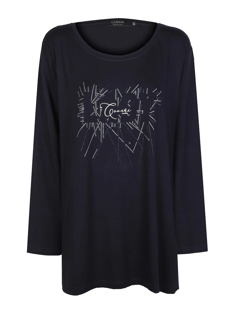 Maxi maglia donna con strass taglie forti - blu scuro