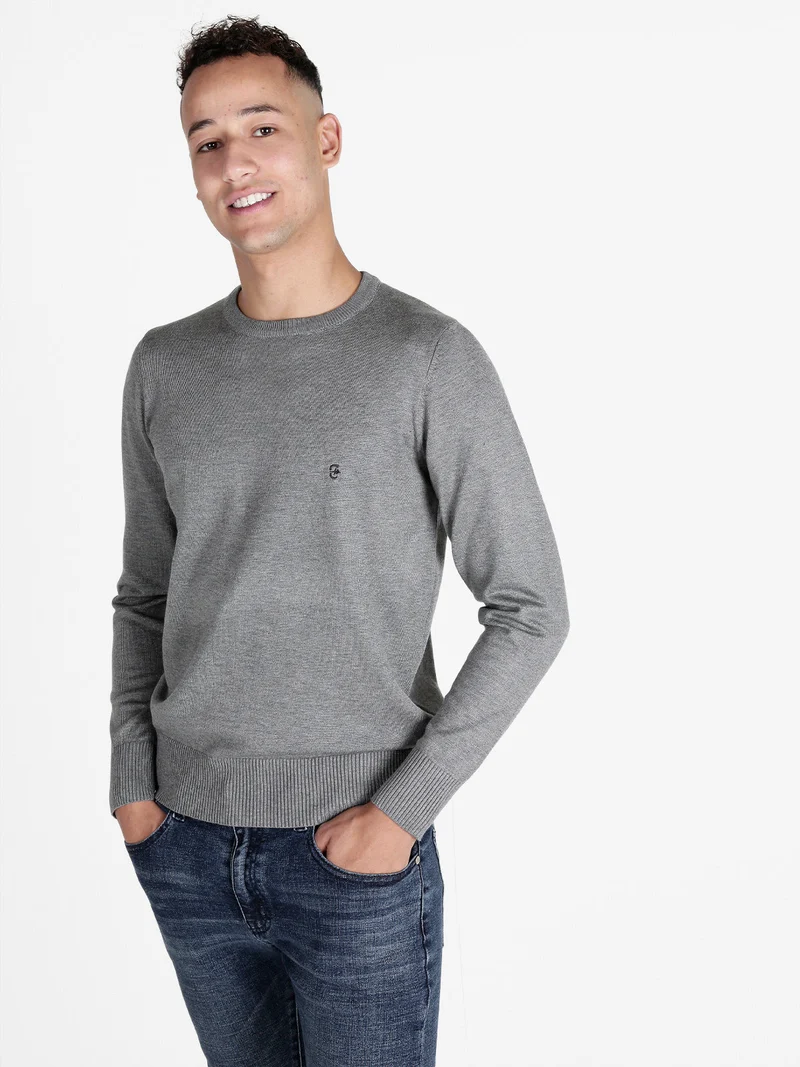 Pullover girocollo da uomo tinta unita - grigio