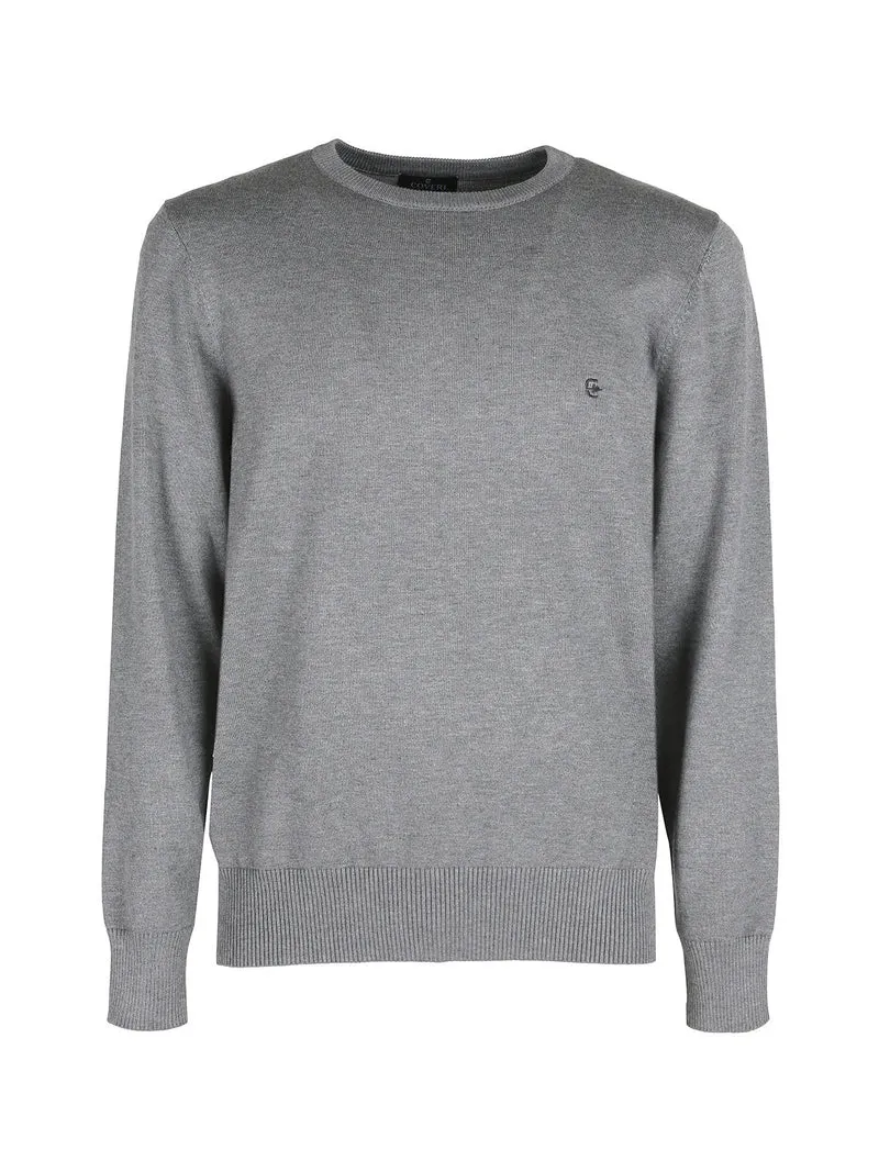 Pullover girocollo da uomo tinta unita - grigio