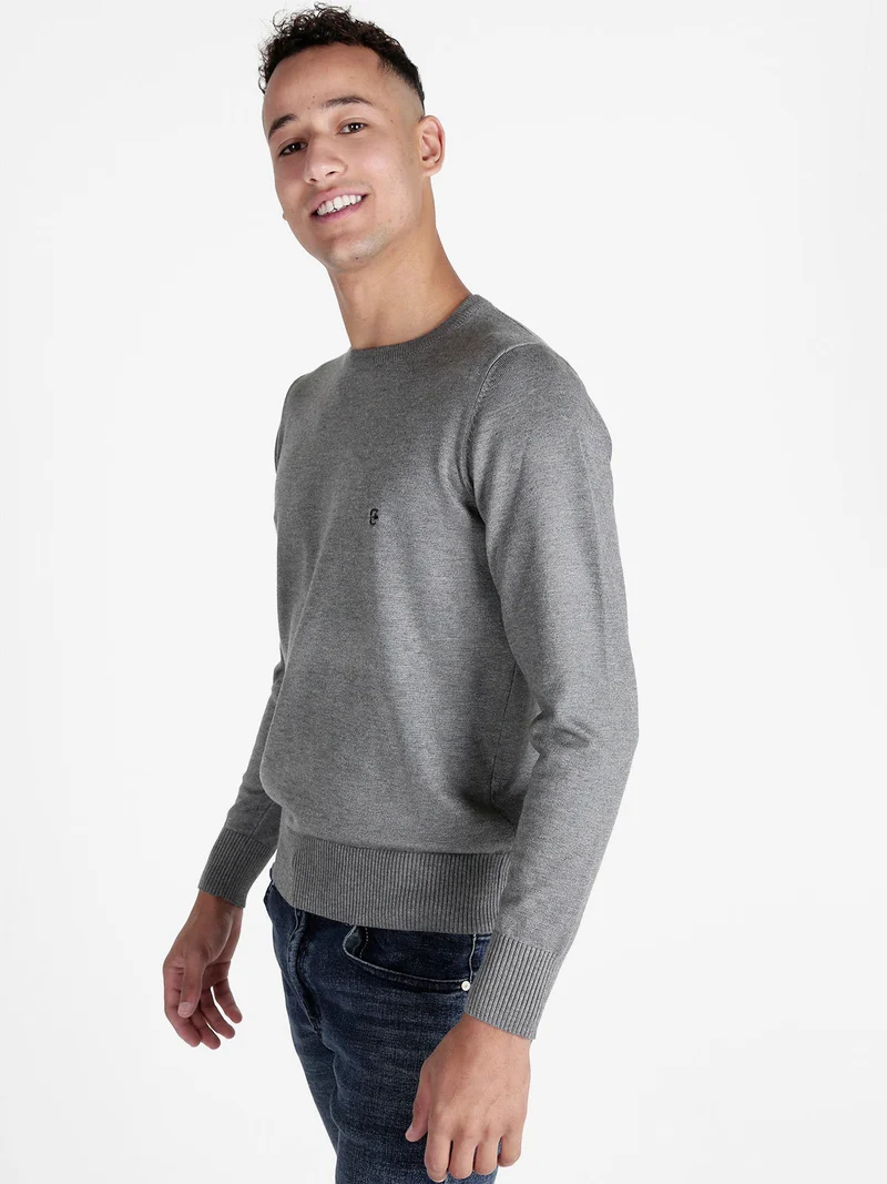 Pullover girocollo da uomo tinta unita - grigio