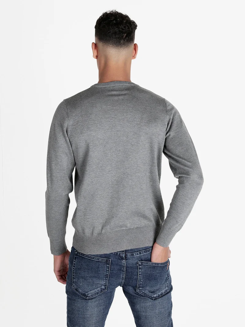 Pullover girocollo da uomo tinta unita - grigio