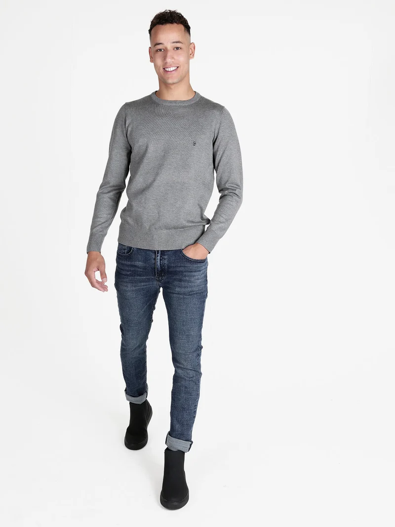 Pullover girocollo da uomo tinta unita - grigio