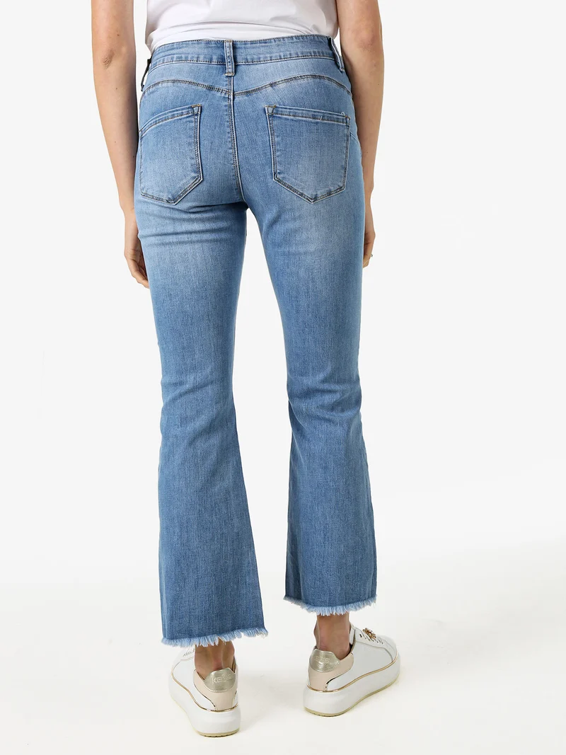 Jeans donna a zampa con finale sfrangiato - jeans