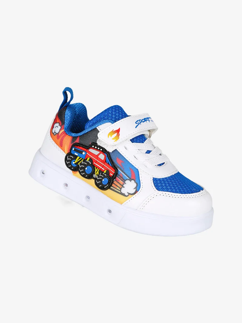 Sneakers da bambino con luci e cinturino a strappo - bianco