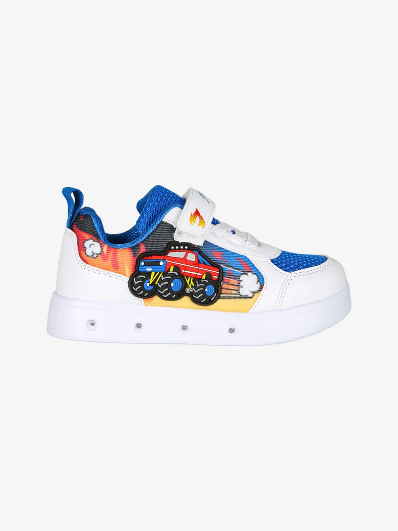 Sneakers da bambino con luci e cinturino a strappo - bianco