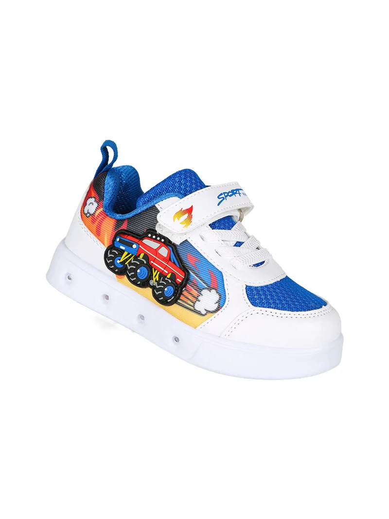 Sneakers da bambino con luci e cinturino a strappo - bianco