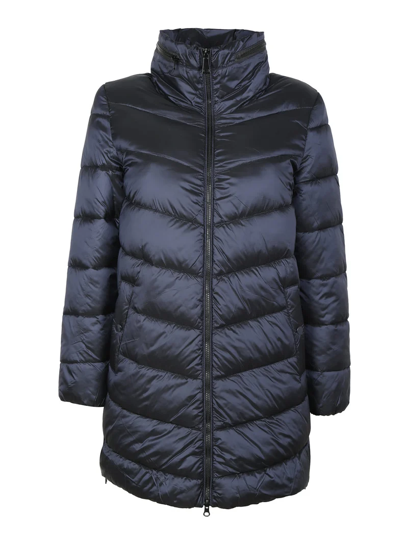 Piumino donna lungo imbottito taglie grandi - blu scuro