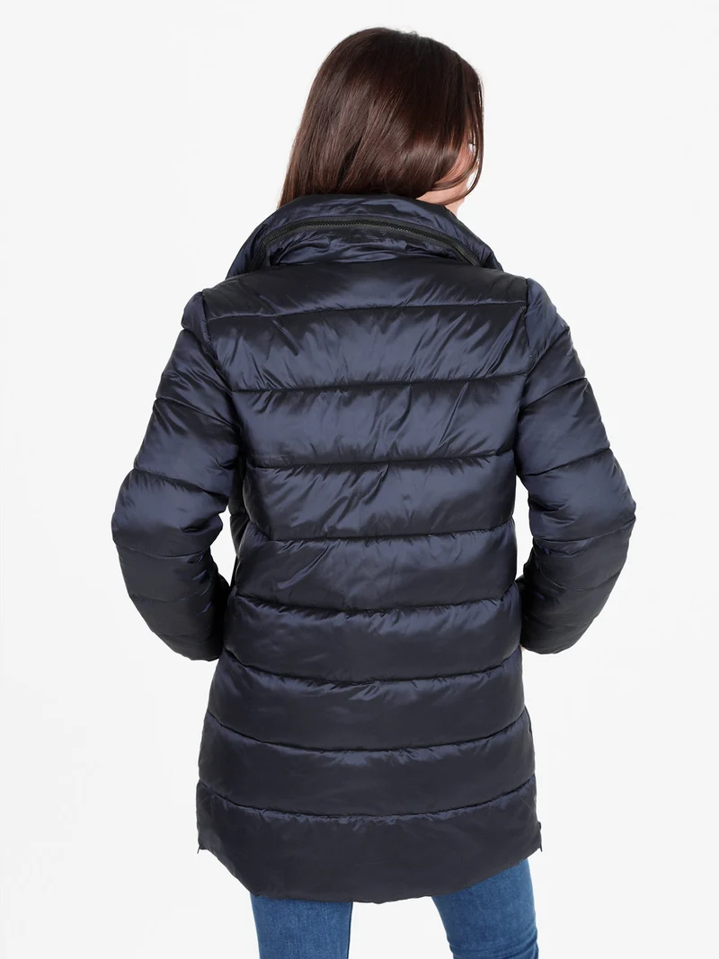 Piumino donna lungo imbottito taglie grandi - blu scuro