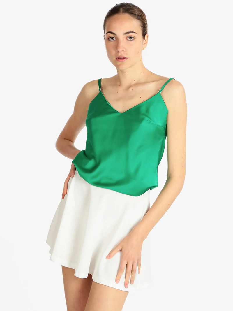 Top donna effetto raso - verde