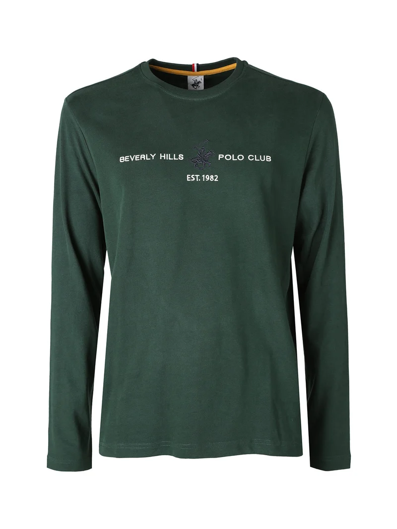 T-shirt da uomo a maniche lunghe in caldo cotone - verde