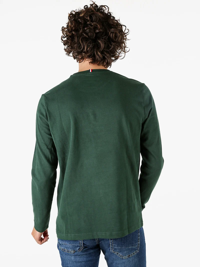 T-shirt da uomo a maniche lunghe in caldo cotone - verde