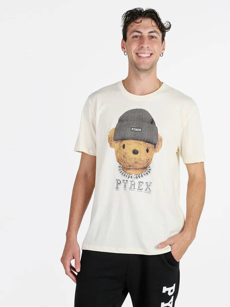 T-shirt da uomo in cotone - panna
