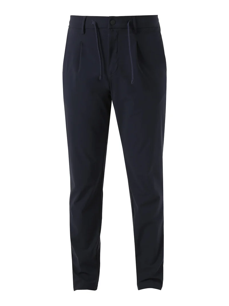 Pantaloni casual da uomo in tessuto tecnico con coulisse - blu scuro