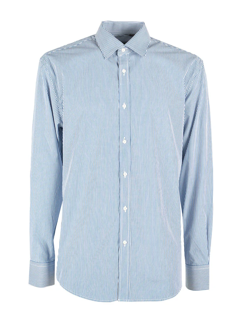Camicia da uomo a righe regular fit in cotone - blu