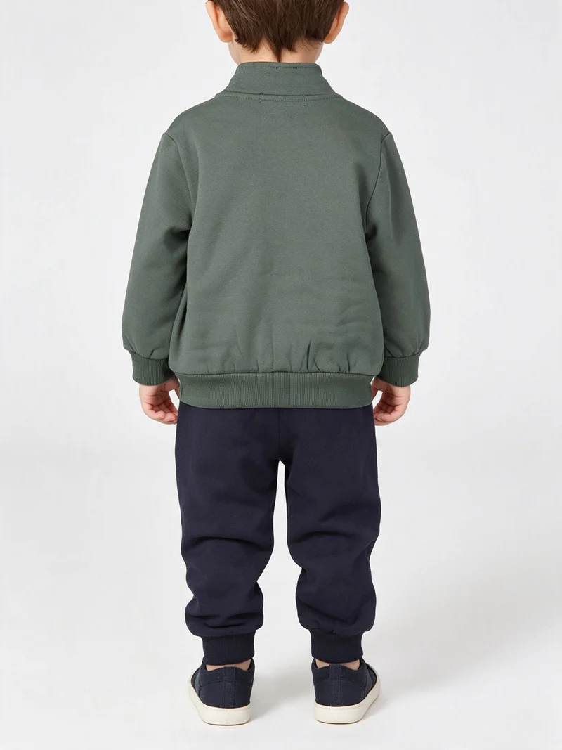 Completo tuta 3 pezzi da neonato full zip con interno felpato - verde