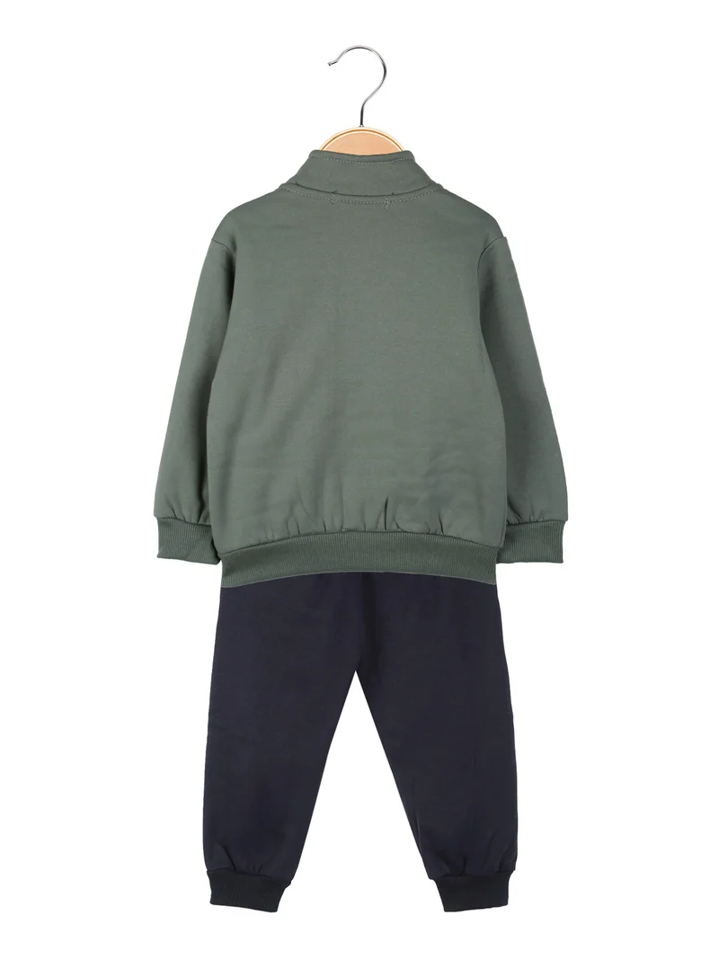 Completo tuta 3 pezzi da neonato full zip con interno felpato - verde