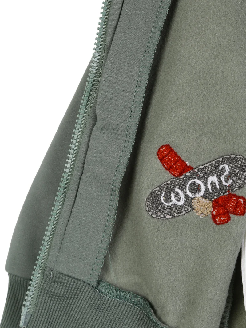 Completo tuta 3 pezzi da neonato full zip con interno felpato - verde
