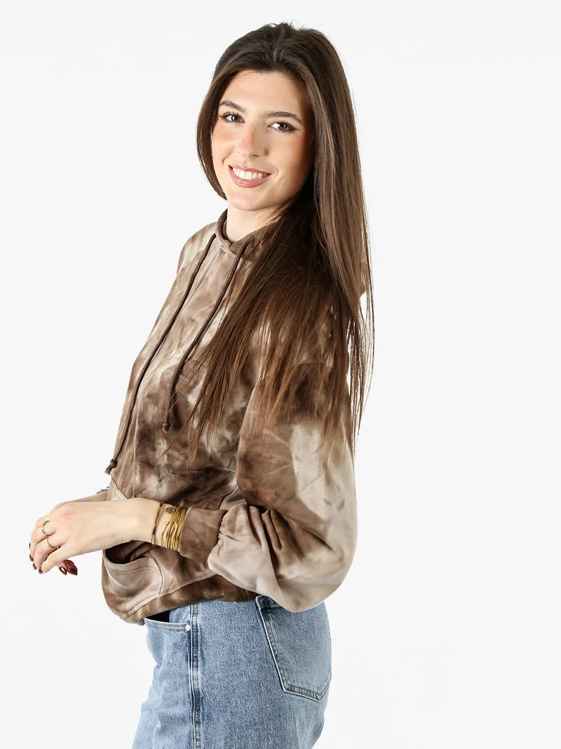 Felpa colorata da donna oversize con cappuccio - marrone