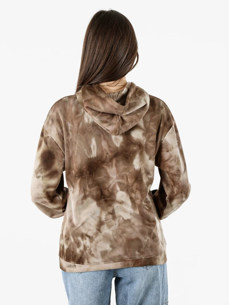 Felpa colorata da donna oversize con cappuccio - marrone